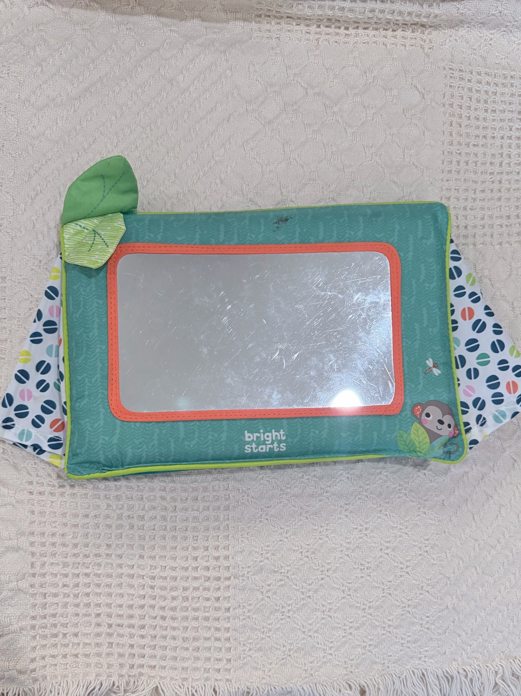 Bright Starts Tummy Time Mirror Pad In Teal And Coral